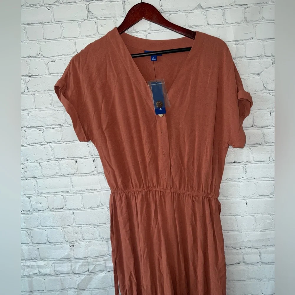 BRAND NWT Apt. 9 Dark Orange Long Romper size S - Picture 4 of 16